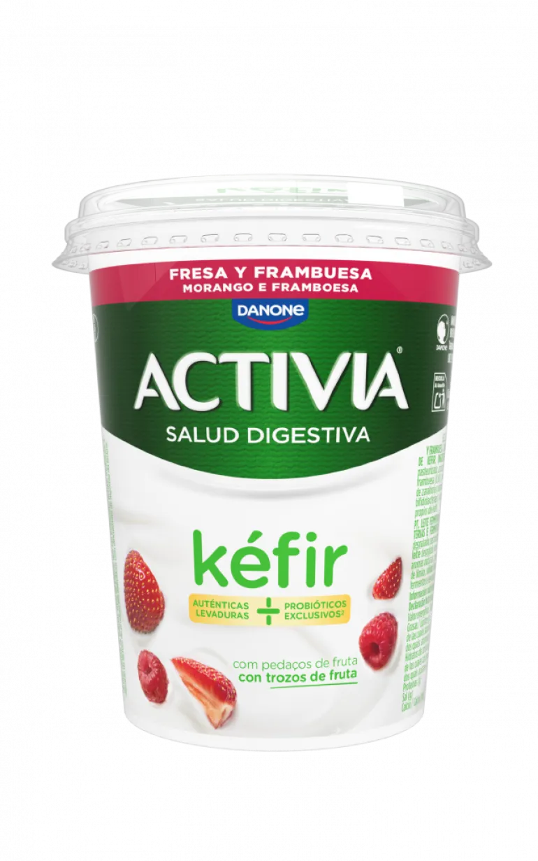 Kéfir com pedaços de Morango e Framboesa