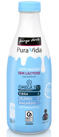 Leite Magro sem Lactose Enriquecido em Ómega 3 e Minerais