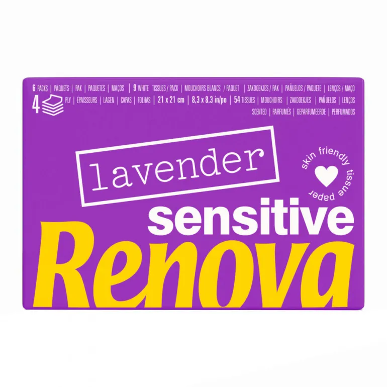 Lenços de Bolso Lavanda Sensitive Pack 4