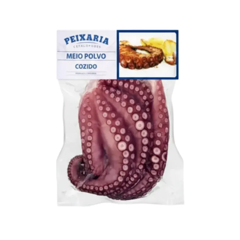 Meio Polvo Cozido Congelado Embalado