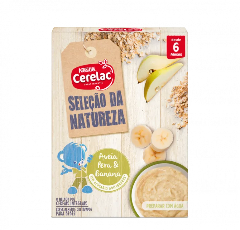 Papa Infantil Farinha Láctea Aveia, Pera e Banana Seleção da Natureza