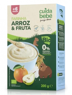 Papa Infantil Farinha Láctea de Arroz e Fruta Bio