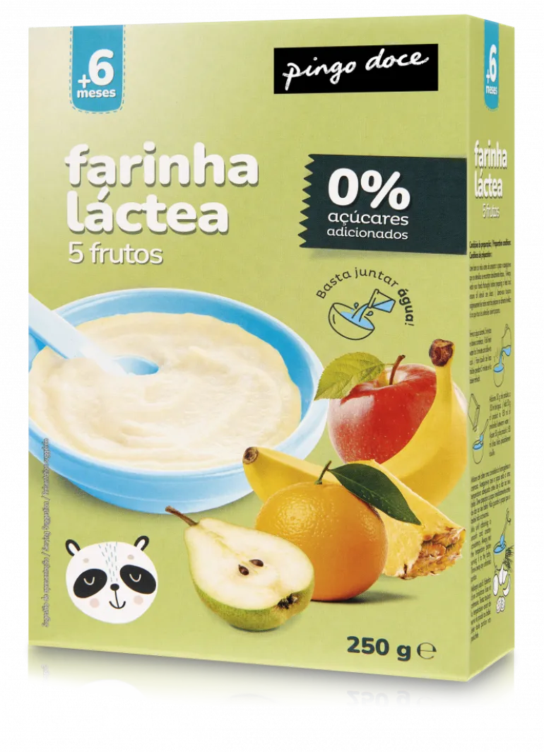 Papa Infantil Farinha Láctea 5 Frutos Sem Açúcar