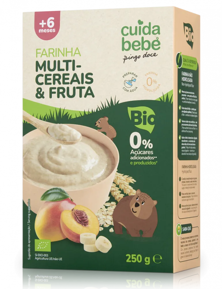 Papa Infantil Farinha Láctea Multicereais e Fruta Bio