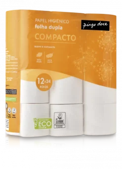 Papel Higiénico Compacto 2 Folhas 12=24 Rolos