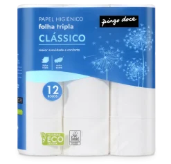 Papel Higiénico Liso 3 Folhas 12 Rolos