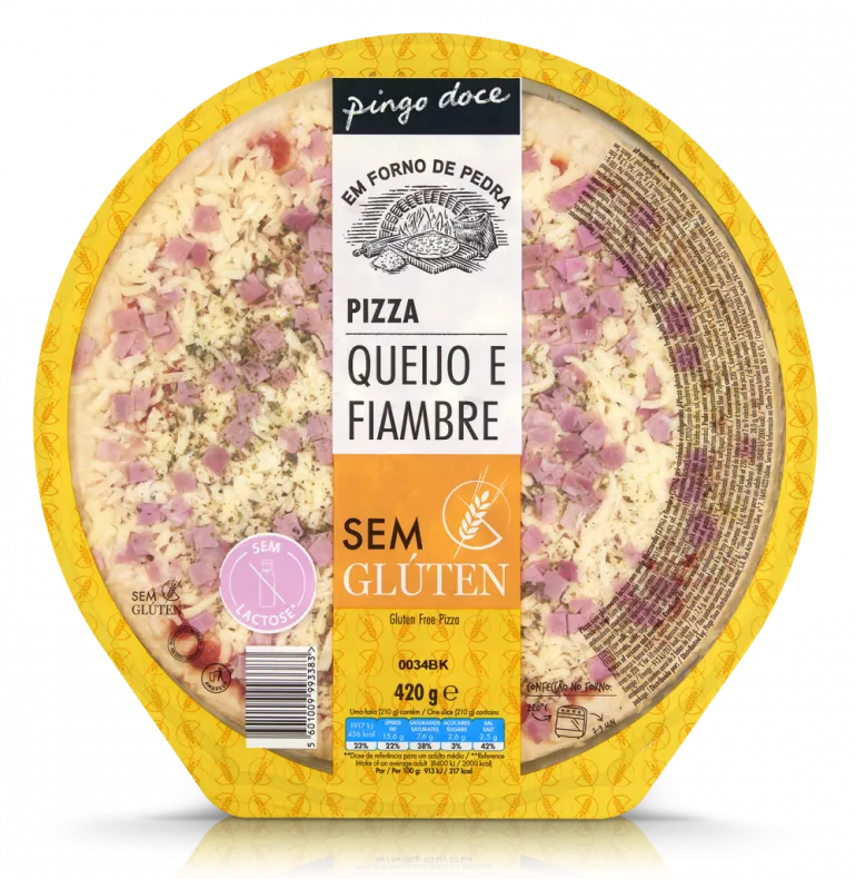 Pizza Fresca de Queijo e Fiambre sem Glúten