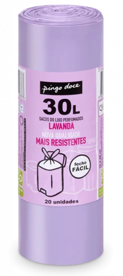 Sacos do Lixo Lavanda Fecho Fácil 30L