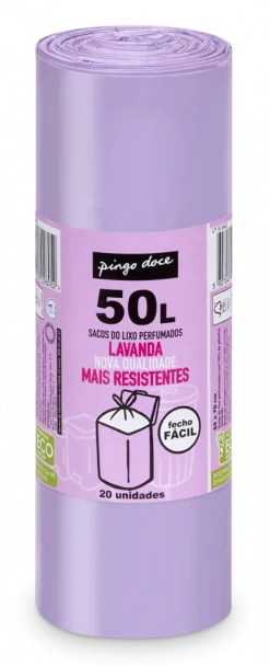 Sacos do Lixo Lavanda Fecho Fácil 50L
