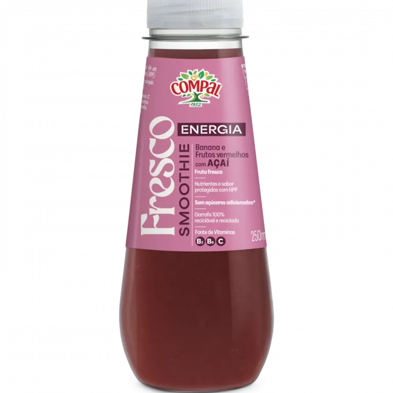Smoothie Energia com Banana, Frutos Vermelhos e Açaí