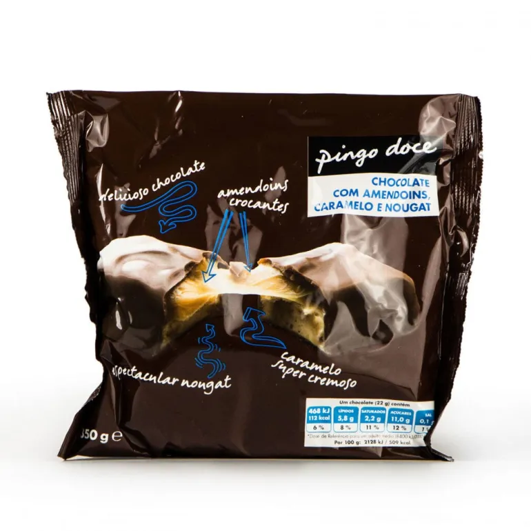 Snack de Chocolate com Amendoim, Caramelo e Nougat