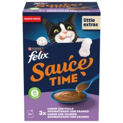 Snack Líquido para Gato Adulto Sauce Time Frango e Salmão Saquetas