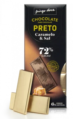 Tablete de Chocolate Negro com Caramelo e Sal 72% Cacau