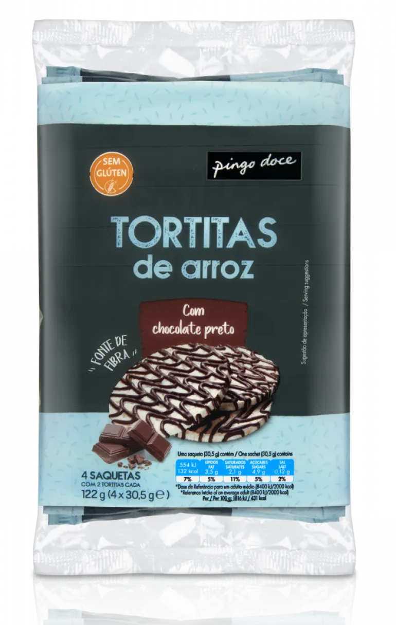 Tortitas de Arroz com Chocolate Preto