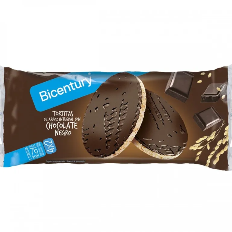 Tortitas de Arroz Integral com Chocolate Negro