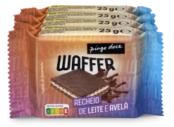 Waffer com Recheio de Leite e Avelãs Pack 4